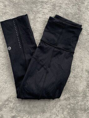 Lululemon Leggings Women’s 2 Black Fast And Free II Crop 19” Workout Athleisure